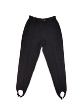 Load image into Gallery viewer, Vintage Belfe pants black thick fabric warm wool blend trouser foot strap women IT42 XS
