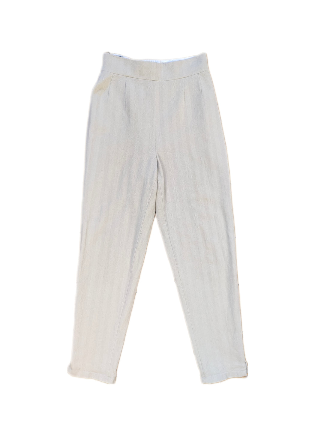 Vintage Sportmax by Max Mara wool trouser pants white cream beige stripe pattern designer women DE36 XS-S