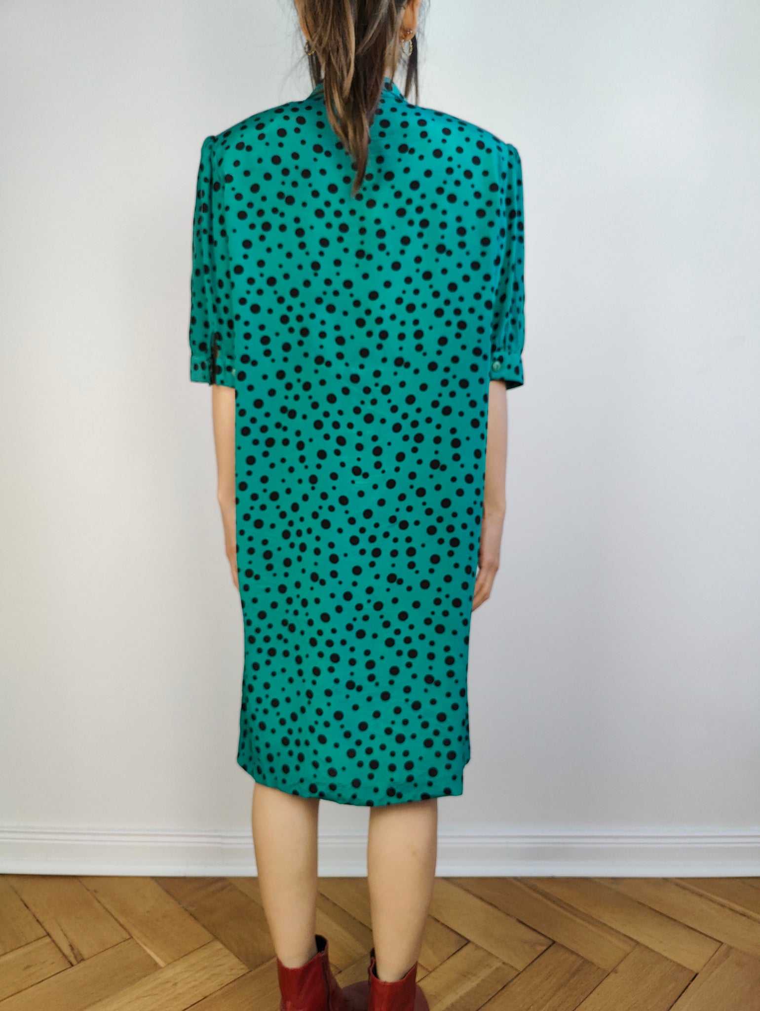 Spot Print Silk Shirt Dress