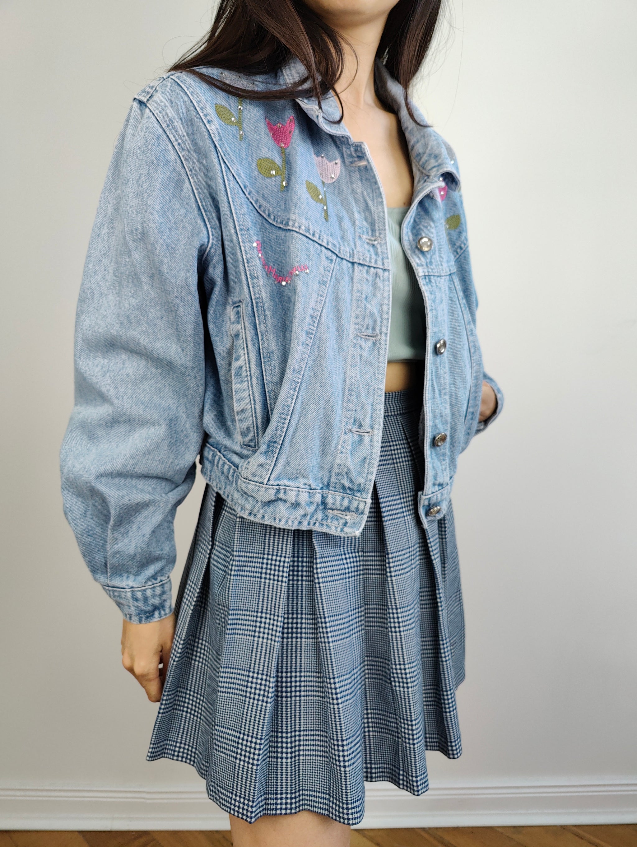 Vintage (1980’s) Mary Elizabeth deals Denim Jacket W/ Embroideries & Lace