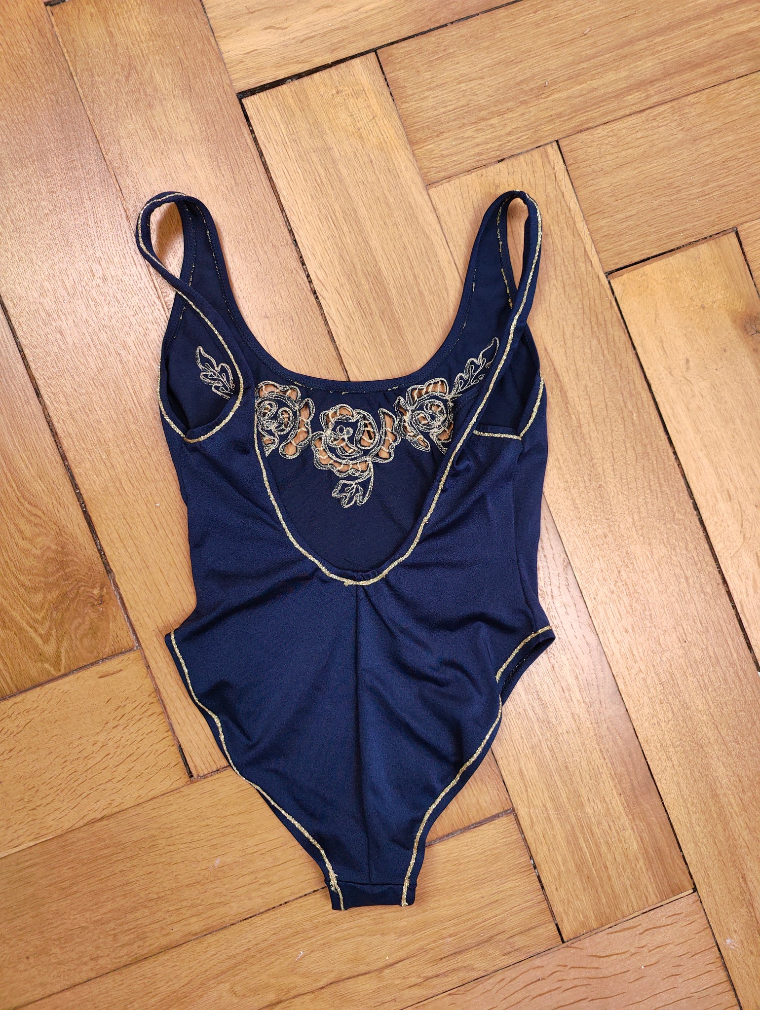 SALE Cool Vintage Navy Blue & Gold Nautical One Piece Swimsuit 