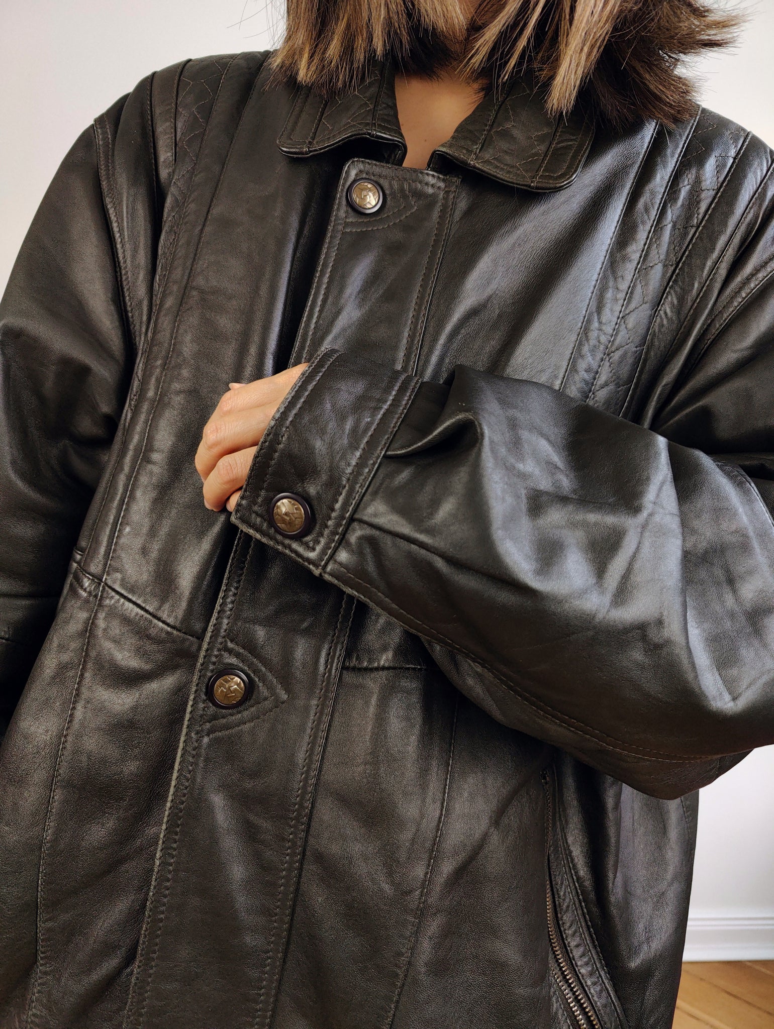 The Nappa Leather Bomber Black Jacket | Vintage 90s lamb leather