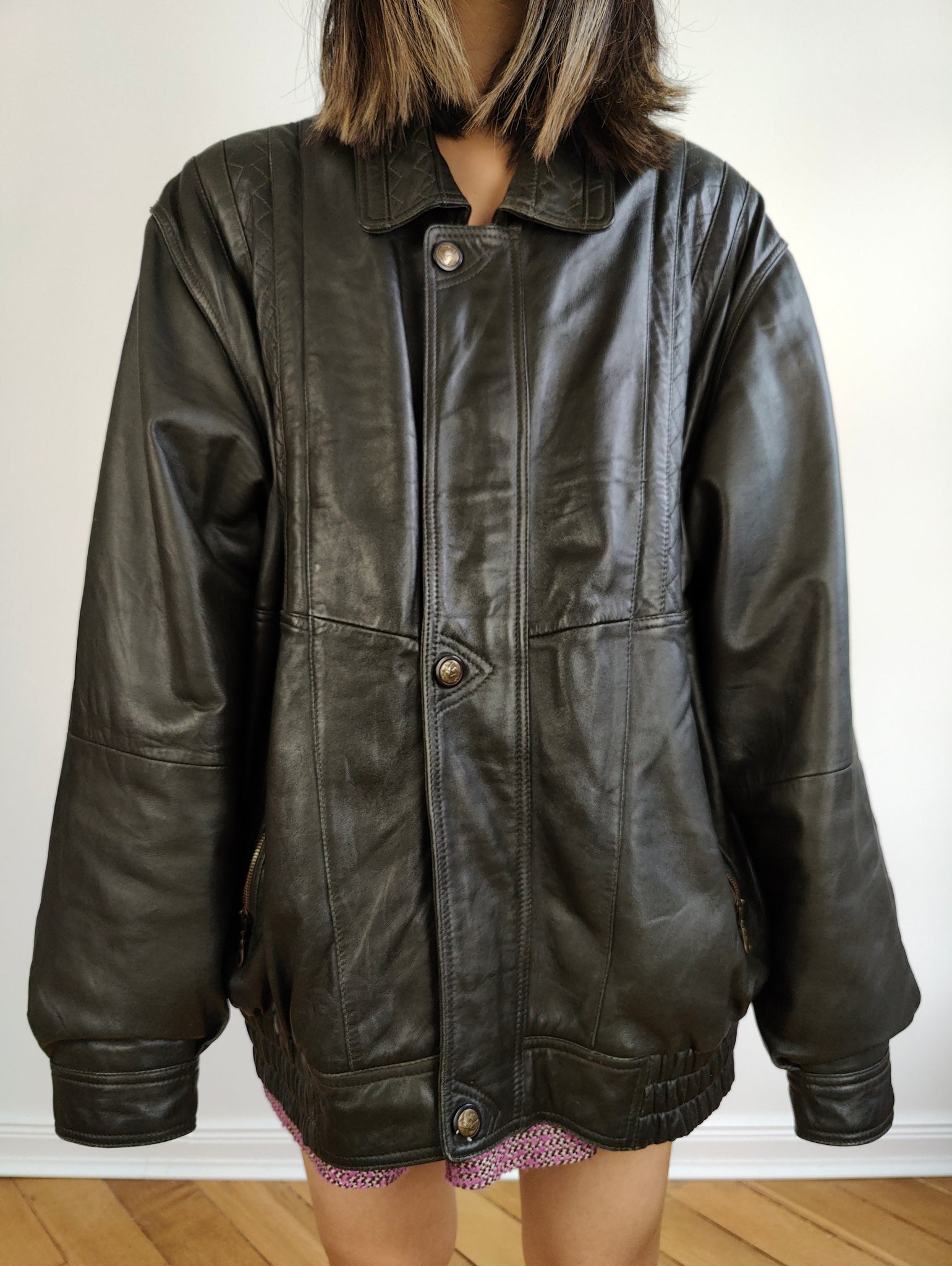 The Nappa Leather Bomber Black Jacket | Vintage 90s lamb leather