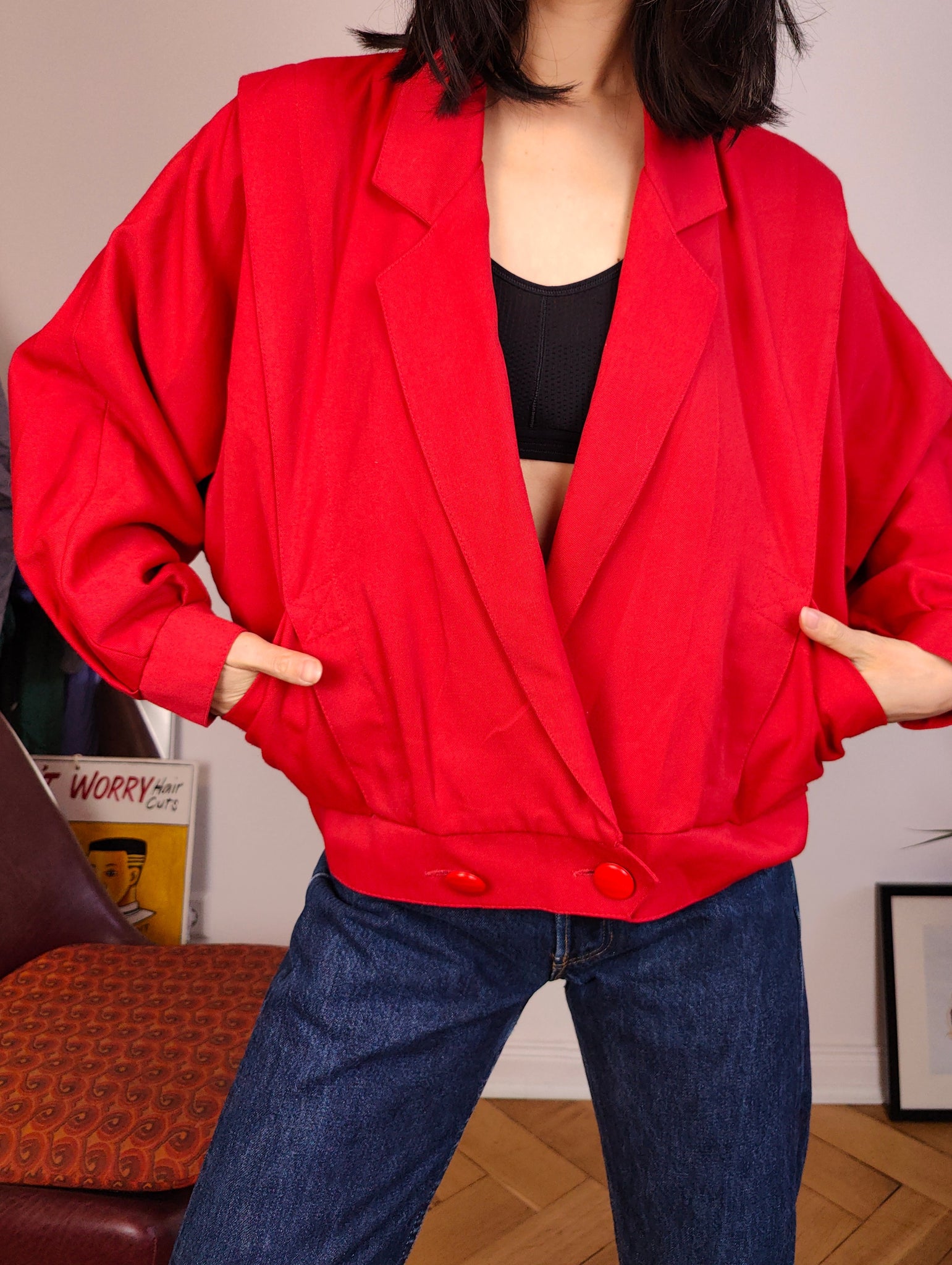 Womens red military on sale blazer