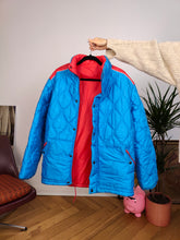 Load image into Gallery viewer, Vintage blue red puffer jacket coat winter Blue Sky sport M
