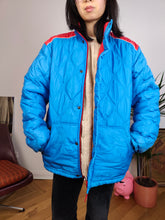 Load image into Gallery viewer, Vintage blue red puffer jacket coat winter Blue Sky sport M
