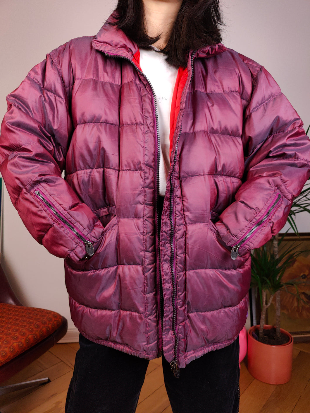 Vintage Belfe goose down purple puffer jacket coat winter sport M