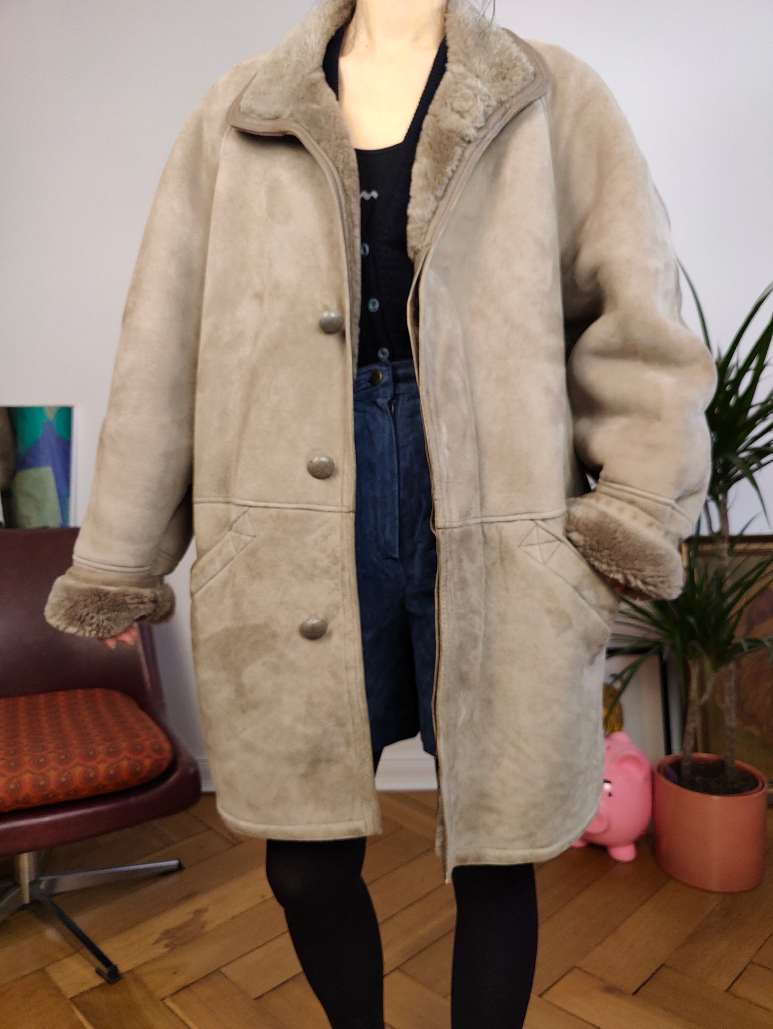 Gallery faux hotsell shearling coat