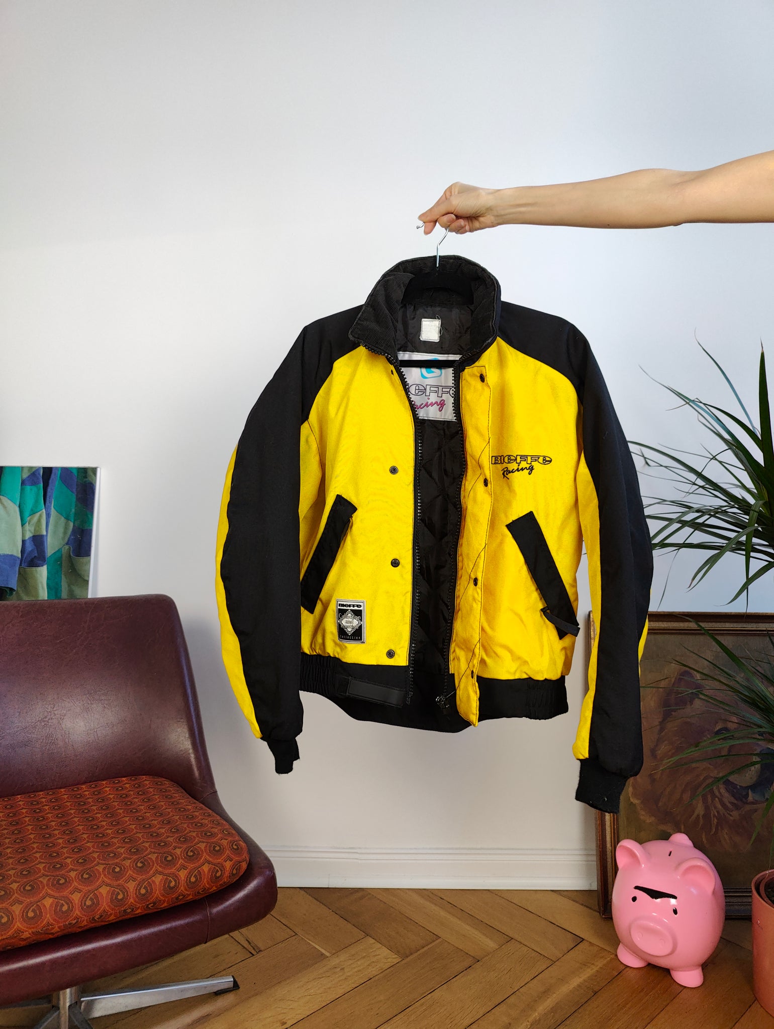 Yellow and black bomber on sale jacket