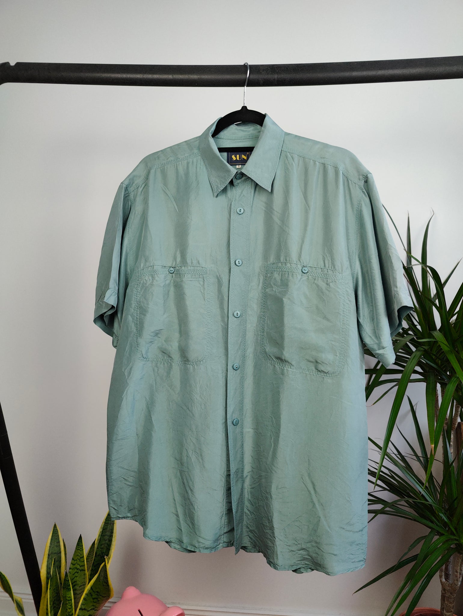 Regular Short Sleeve Plain Shirt - Sage, Short Sleeve Shirts