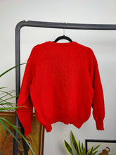 Load image into Gallery viewer, Vintage 100% wool Kappa knit sweater red plain pullover jumper S
