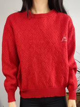 Load image into Gallery viewer, Vintage 100% wool Kappa knit sweater red plain pullover jumper S
