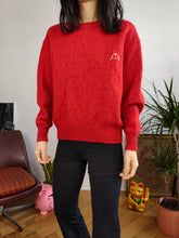 Load image into Gallery viewer, Vintage 100% wool Kappa knit sweater red plain pullover jumper S
