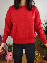 Load image into Gallery viewer, Vintage 100% wool Kappa knit sweater red plain pullover jumper S
