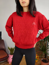 Load image into Gallery viewer, Vintage 100% wool Kappa knit sweater red plain pullover jumper S
