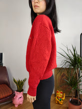 Load image into Gallery viewer, Vintage 100% wool Kappa knit sweater red plain pullover jumper S
