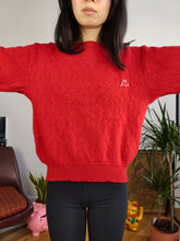 Load image into Gallery viewer, Vintage 100% wool Kappa knit sweater red plain pullover jumper S
