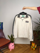 Load image into Gallery viewer, Vintage 90s Diadora sweatshirt quarter zip 1/4 sweater pullover jumper off white grey women unisex men L
