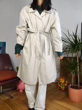 Load image into Gallery viewer, Vintage white trench coat midi long spring summer women S-M
