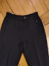 Load image into Gallery viewer, Vintage Belfe pants black thick fabric warm wool blend trouser foot strap women IT42 XS
