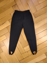 Load image into Gallery viewer, Vintage Belfe pants black thick fabric warm wool blend trouser foot strap women IT42 XS
