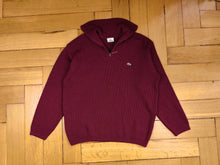 Load image into Gallery viewer, Vintage Lacoste wool sweater quarter zip burgundy red knit knitted pullover jumper women unisex men 6 L
