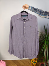 Load image into Gallery viewer, Vintage Ralph Lauren cotton shirt check checker purple button up long sleeve classic fit unisex men M
