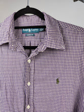 Load image into Gallery viewer, Vintage Ralph Lauren cotton shirt check checker purple button up long sleeve classic fit unisex men M
