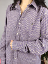 Load image into Gallery viewer, Vintage Ralph Lauren cotton shirt check checker purple button up long sleeve classic fit unisex men M
