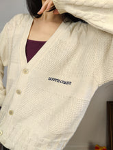 Load image into Gallery viewer, Vintage wool mix cardigan white cream South Coast knit knitted jacket college Italy 48 M
