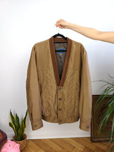 Load image into Gallery viewer, Vintage 90s bomber jacket blouson grandpa brown tan light spring summer women unisex men 48 L-XL
