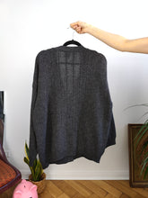 Load image into Gallery viewer, Vintage wool mix cardigan grey Max Dine cable knit knitted jacket Italy M-L
