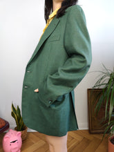 Load image into Gallery viewer, Vintage 100% wool blazer green check pattern jacket women unisex men 48 M
