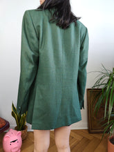 Load image into Gallery viewer, Vintage 100% wool blazer green check pattern jacket women unisex men 48 M
