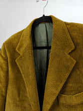 Load image into Gallery viewer, Vintage cord blazer corduroy khaki green ribbed jacket women unisex men 50 M-L
