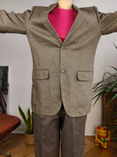 Load image into Gallery viewer, Vintage linen blazer beige brown jacket women unisex men 46 M
