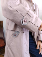 Load image into Gallery viewer, Vintage lila purple trench coat maxi long light spring summer women 42 L
