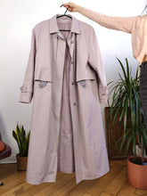 Load image into Gallery viewer, Vintage lila purple trench coat maxi long light spring summer women 42 L
