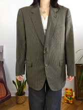 Load image into Gallery viewer, Vintage 100% wool Pierre Cardin designer blazer khaki green brown check checker pattern jacket unisex men 50 M-L
