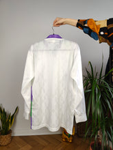 Load image into Gallery viewer, Vintage Diadora long sleeve shirt sport football jersey tricot white purple unisex men L
