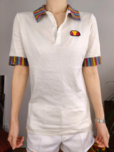 Load image into Gallery viewer, Vintage Ellesse polo shirt tennis cotton white pattern print short sleeve women S
