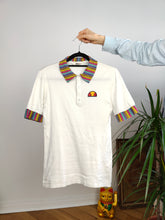 Load image into Gallery viewer, Vintage Ellesse polo shirt tennis cotton white pattern print short sleeve women S
