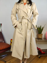 Load image into Gallery viewer, Vintage beige trench coat long waist belt nova check lining women Helly Sport S
