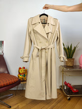 Load image into Gallery viewer, Vintage beige trench coat long waist belt nova check lining women Helly Sport S
