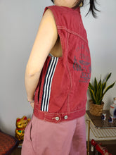 Load image into Gallery viewer, Vintage Mash red denim sleeveless vest waist coat jacket women men unisex M-L
