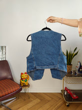 Load image into Gallery viewer, Vintage denim sleeveless vest jeans blue waist coat jacket S-M
