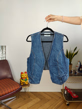 Load image into Gallery viewer, Vintage denim sleeveless vest jeans blue waist coat jacket S-M
