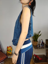 Load image into Gallery viewer, Vintage denim sleeveless vest jeans blue waist coat jacket S-M
