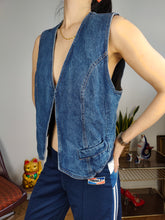 Load image into Gallery viewer, Vintage denim sleeveless vest jeans blue waist coat jacket S-M
