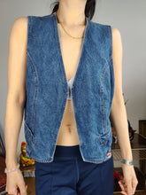 Load image into Gallery viewer, Vintage denim sleeveless vest jeans blue waist coat jacket S-M
